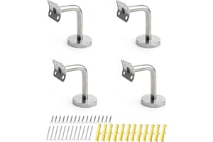KLEHOPE Staffe per Corrimano 4 Pezzi, Corrimano Scale Acciaio Inossidabile, Corrimano per Scale Interne a Forma di 7, Portante Stabile, Antiruggine, per Guardrail, Corrimano Scale