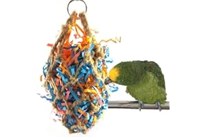 Keersi Jute Paper Strips Bird Chew Toy for Pet Parrot Budgie Parakeet Cockatiel Conure Lovebird Finch Canary Cockatoo African Grey Macaw Eclectus Amazon Cage Accessories