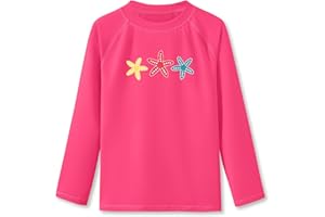 BesserBay Mädchen Rundhals Langarm Rash Guard Shirt UPF 50+ Raglanärmel UV Badeshirt 110-150