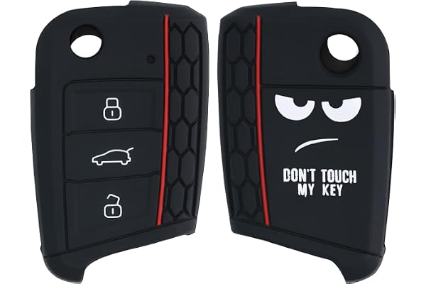 kwmobile Coque clé de Voiture Compatible avec VW Golf 7 MK7 3-Bouton Accessoire clé Voiture - Protection étui Souple en Silicone - Blanc-Noir