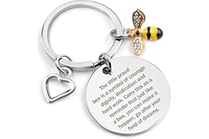 UNIFUN BOMEON Keyring bee gifts friendship gifts for women keychain inspirational special best friend birthday graduation leaving thank you appreciation good luck gifts for colleague teacher, Silver-10.31-1