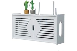MNBVH Router-Wandregal, weiß, Aufbewahrungsbox für WLAN-Router, TV-Decoder, Aufbewahrungsbox für Wand, Router Storage Box, Holz-Plastik, A