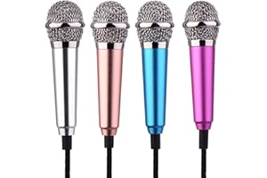 DUINIU 4 Pieces Mini Microphone, Mobile Karaoke Microphone, Micro Wired Microphone, Portable Microphone, Small Singing Microphone, Compatible with Mobile Phones and Laptops