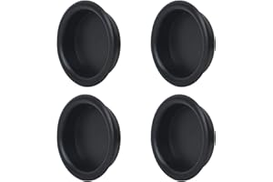 Morobor Confezione da 4 maniglie scorrevoli rotonde in plastica, per armadietti da cucina, invisibili, colore nero opaco