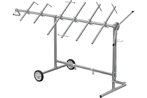 Wiltec lackställ 230x61x134 cm, 360° roterbart lackstativ med 6 armar, lackställning med 2 hjul, lackering av bil, motorhuv