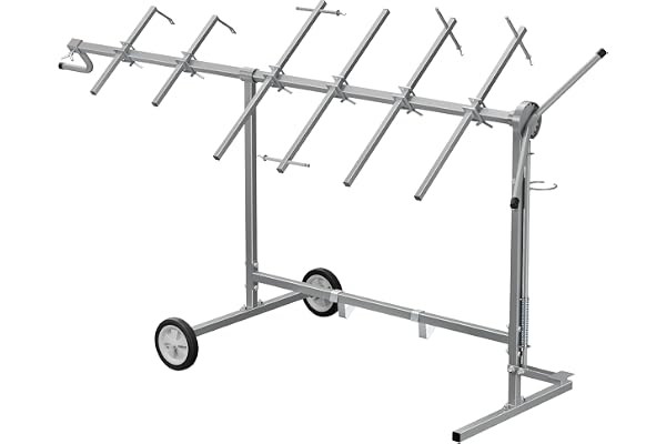 WilTec Support de Peinture Rotatif 360° – 2300 x 610 x 1340 mm – en Acier – pour pièces de carosserie – Réglable – avec 4 Attaches pour Capot et 2 Supports Spoiler