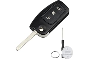 GZXNKEY 3 Buttons For Ford Key Fob Case Cover For Ford Fiesta Focus Mondeo MK4 Kuga Galaxy B Max S Max C Max Key For Ford Fiesta Key Cover 2009 2015 Ford B Max Key Cover with Battery
