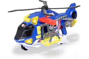 Dickie Toys - Spielzeug-Helikopter für Kinder ab 3 Jahre, groß (39 cm) - Rettungs-Hubschrauber mit Seilwinde, Zubehör, Licht & Sound (inkl. Batterien)