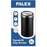 Palex Sens&ouml;rl&uuml; &Ccedil;&ouml;p Kovası, 22 Lt, Siyah, USB Şarjlı
