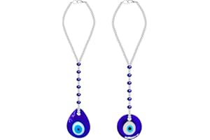 PEILI Evil Eye Autozubehör für Frauen und Männer,Evil Eye Car Hanging Charms Ornament,Crystal Hanging Car Ornament für Rückspiegel (Tropfenform+rund)