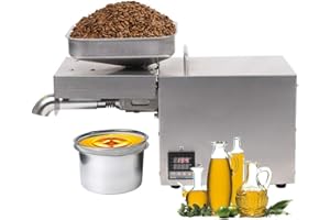 hzexun Automatico Elettrico Pressa,Controllo Temperatura Olio Pressa Macchina Caldo Olio Freddo Estrazione Expeller per Arachidi, Semi di Lino, Noci, Semi di Girasole, Sesamo