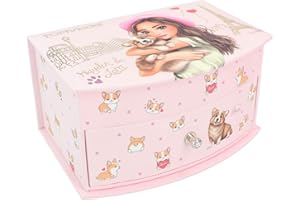 Depesche 12280 TOPModel Rose, Corgi, Motif modèle et Pierres Scintillantes, boîte à Bijoux avec Miroir et Couvercle à charnière