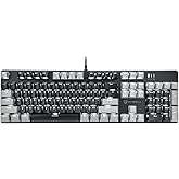 Mecool Mechanical Gaming Keyboard Wired White Backlit Keyboard Brown Switches Full Size 104 Keys US Layout-Gray and Black