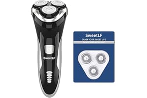 SweetLF Electric Shavers Men Wet and Dry Waterproof Electric Razor Cordless 3D Rechargeable Rotary Shaver Razor for Men with Pop-up Trimmer and Shaver Net Replacement