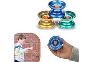 Aczyqws Alloy metal responsive yo-yo, aluminium yo-yo for beginners, stable and sturdy balance type, 1 extra string, suitable for children's play Diameter 5.5cm