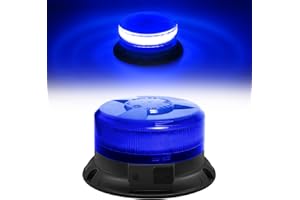 Dinfu Gyrophare LED bleu 12V sans fil, gyrophare Magnetique à batterie 9 modes stroboscopique Avec USB et câble de recharge voiture pour véhicule police Tracteur golf UTV Car Bus