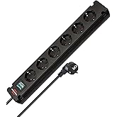 Brennenstuhl Bremounta Steckdosenleiste 6-Fach mit Schalter (Mehrfachsteckdose mit 90 Grad Steckdosen, Steckerleiste mit Befe