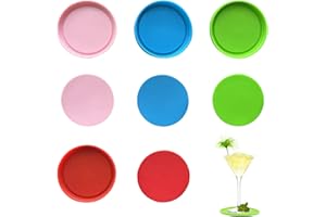 ICELSA 4 unids tapa de taza de silicona tapa de lata con 4 piezas de color de vidrio de silicona para bebidas, tazas de vidrio protección posavasos, tapas de conservación