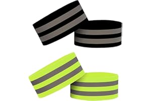 HREDZEO Reflective Armbands,4 PCS High Visibility Armbands Bike Reflective Leg Strip Reflective Wrist Strap Reflective Gear Reflective Running Gear for Walking Night Sports and Dog Walking
