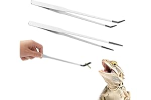 CARPLUSSTUDIO Reptile Feeding Tongs – 2 Pcs Stainless Steel Long Tweezers, 10.6 Inch Non-Slip Aquarium Tweezers, Precision Feeder Tool for Reptiles, Terrarium, Snake, Lizard, Fish, Spider & Kitchen Use