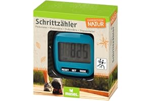 moses. Expedition Natur Schrittzähler, inkl. Distanzmessung und Kalorienverbrauchsanzeige, mit Gürtelclip, Aktivitätstracker zum Spazierengehen