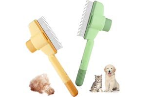 MXTIMWAN 2 Stück Fellblitz Bürste Katze, Katzenbürste, Flohkamm für Katzen, Fellblitz-Bürste mit AuslöSeknopf, Katzenhaarbürste, Haustier Bürsten für Katze Hund zum Entfernen von Losem Fell und Massage