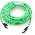 HangTon M12 4 Pin D-Coded Male to RJ45 Cat5e Shielded Cable for Industrial Ethernet Network PROFINET Sensor Machine Automation Control (green, 10m)