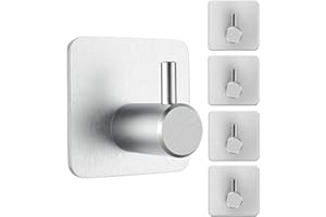 VMUTGA 5 Stück Handtuchhalter Ohne Bohren, Edelstahl Klebehaken Selbstklebende Haken Wandhaken für Bad Küche Toilette Büro, Silber