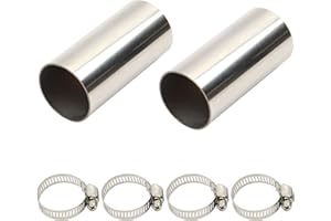 Carkio Straight Plug Turbo Inlet Hose Joiner 304 Stainless Steel Exhaust Pipe Adapter 2.4 cm OD Clamp Connector, Pack of 2