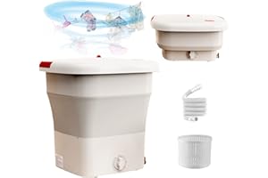 GDWD Mini Foldable Washing Machine, Small Portable Electric Washing Machine, Mobile Washing Machine with Sterilisation, Foldable Travel Washing Machine for Underwear, Socks, Children's Clothes (Pink)
