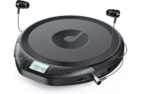 Gueray Lecteur CD Portable Lecteur CD Enfant HiFi Lecteurs CD pour Voiture avec écouteurs Ecran LCD Support Prog ASP Fonction mémoire Fonction de répétition Sound Effet