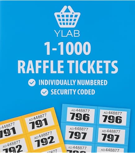JKG® Tombola-Ticketbuch 1-1000 – Für Gewinnspiele, Charity, Bingo & Garderobe, Sicherheitscodiert