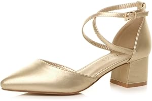 AJVANI Damen Mittlerer Blockabsatz Gekreuzte Riemen Zweiteilig Mary-Jane-Schuhe Pumps Sandalen Größe