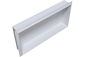 Bernstein Nicho de Pared de Acero Inoxidable BS603010 sin Borde - 60 x 30 x 10 cm - Estante de Ducha para Utensilios de baño - instalación Flexible - nicho de Ducha alicatable en Color Blanco