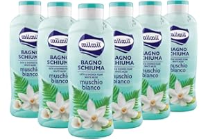 Milmil Bagno Schiuma, Fragranza Muschio Bianco, Dermatologicamente Testato PH Fisiologico - 6 x 1000 ML