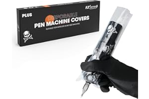 EZ TATTOO EZ Couvertures de Machines à Tatouer - 200pièces (6cm X 18cm) Imprimé Crâne Blanc Transparent Jetable Sacs pour Stylos de Tatouage pour la Machine à Tatouer