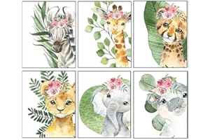 lulupila Bilder Babyzimmer Poster für Kinderzimmer Wohnzimmer Waldtiere A4 Kinderposter Kinderbilder Tiere Tiermotive Deko für Kinder Junge Mädchen (6er Set - G17)
