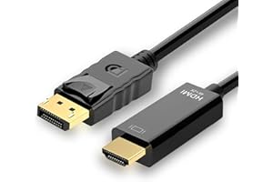 PENCILUPNOSE DisplayPort to HDMI Cable, 4K Gold-Plated Cord, 1.8M Uni-Directional Adapter Compatible with Lenovo, HP, ASUS, Dell etc.