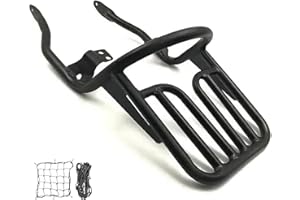 DFFMQSJ Compatibile con Scrambler 900 SE 08-15 Bonneville T100 02-15 set portapacchi posteriore moto e rete di carico riflettente in 2 parti, stabile supporto nero per box superiore