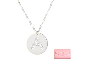 ONLY FAITH Collar para mujer con letra inicial con Hermosa caja de regalo. Acero inoxidable Colgantes con letras bisutería barata sobre con mensaje original Amigos Novios