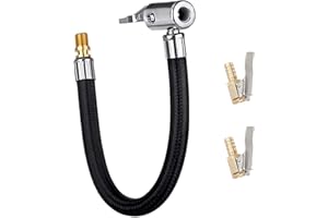 Caybats Kit Prolunga Valvola Gonfiaggio Pneumatici, 23.5cm con 2 Adattatori 8mm, Tubo Riempimento in Ottone Cromato per -Connettore Rapido a Leva, Durevolezza e Facilità di Installazione