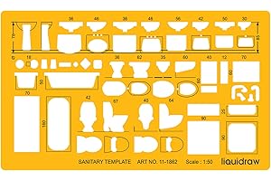 Liquidraw 1:50 Scale Architectural Scale Ruler Drawing Template Stencil Architect Technical Drafting Supplies, Architecture Furniture Design Symbols for House Interior Floor Plan
