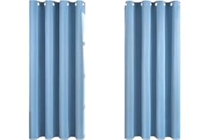 MRTREES Blackout Curtains Bedroom 54 Drop 2 Panels Sky Blue Eyelet Thermal Curtain for Living Room Soft Texture Window Treatments for Kids 66x54 Inch 167x137 CM