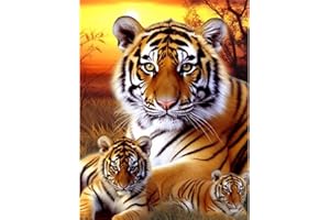 LOMSIOY 5D DIY Diamond Painting Tigre Kits Broderie Diamant Painting Animal Adulte Complet Peinture Strass Point de Croix Craft pour Maison Décoration Murale 30x40 cm