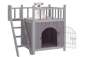 X-ZONE PET Wooden Dog/Cat House Outdoor and Indoor,Feral Pet Houses with Stairs for Dogs Insulated