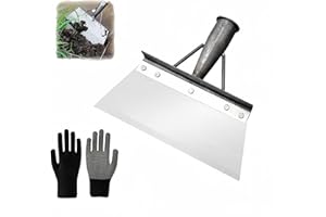 LeKuni Pelle De Nettoyage Multifonctionnelle avec Moufles, Pelle Jardinage Carrée en Acier Au Manganèse, Pelle Jardin Haute Performance pour Neige & Tares & Terreux (30CM)