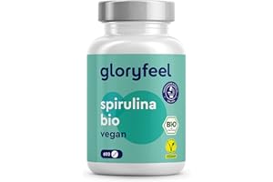 GLORYFEEL Spirulina Bio, 600 compresse BIO 500 mg, Alto dosaggio, Ricca di ficocianina, proteine e vitamine, Alga Spirulina pura, Analizzata e Confezionata in Germania, Vegan e senza Additivi