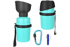 CECOMBINE Tragbare Haustier Wasserflasche, 600ml Hunde Wasserflasche Silikon Hundetrinkflasche für Unterwegs, Haustiere Trinkflasche mit Faltbarer Wasserschale, Pfeife & Karabiner für Camping, Spaziergang