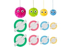 RRigo Pom Pom Maker, 4 Größen Fluff Ball Weaver Nadel Pompom Maker Sets-DIY Pompoms Handwerk Puppe Making Kits, Pom-Pom Maker Knitting Loom (8)