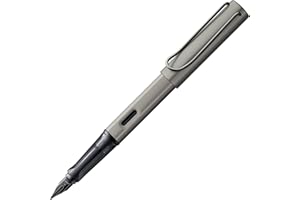 Lamy Lx 057 Pluma estilográfica de aluminio anodizado en color rutenio con mango transparente y pluma de acero negro, grosor B